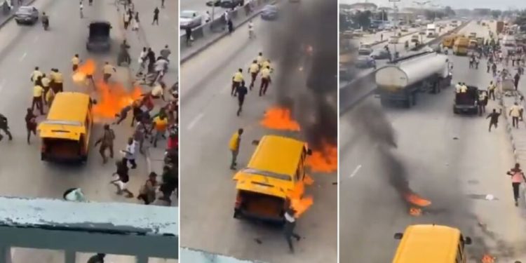 Bus driver sets LASTMA officer ablaze in Lagos