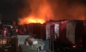 Fire razes shops in Lagos market